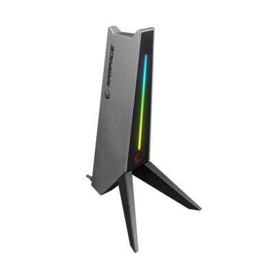 Stalak za slušalice RAMPAGE gaming RM-H20 gray, RGB, 2xUSB, 1xAUX, 1 dugme za promjenu boje RGB