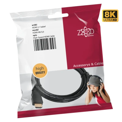 ZED electronic HDMI 2.1 kabl, 4K/120p ili 8K/60p, 48 Gbps, dužina 3,0 met. - HDMI-8K/3,0