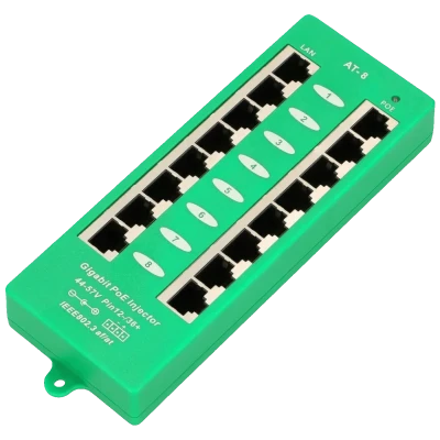 Extralink PoE Injector sa 8 Gigabit 802.3at/af porta, Mode A, aktivni - 8 Port Gigabit PoE Injector