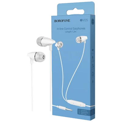 Borofone Slušalice sa mikrofonom, 3.5 mm,dužina kabela 1.2 met,bijela - BM25 Sound edge