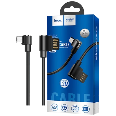 hoco. USB kabl za smartphone, micro USB, kutni 90°, 1.2 met,crna - U37 Long Roam, Micro USB , BK