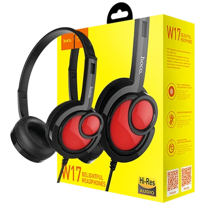 hoco. Slušalice sa mikrofonom, 3.5 mm, dužina kabela 1.5 met, crna - W17 Delightful Headphones MIC BK