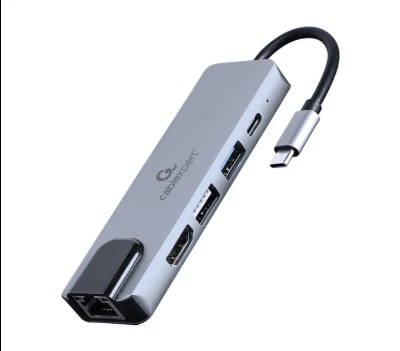 Docking station USB adapter Type-C 5-in-1 multi-port adapter Hub + HDMI + PD + LAN GEMBIRD A-CM-COMBO5-04