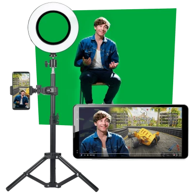 Easypix Photo studio, LED svjetlo, tripod, mikrofon, zelena pozadina - MyStudio Studio Kit