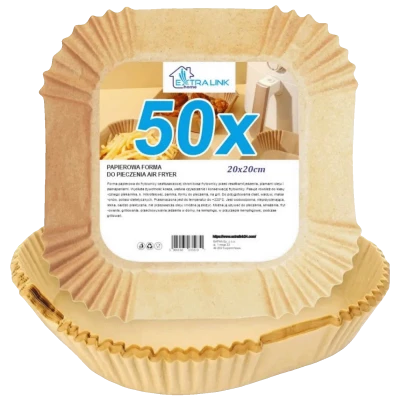 Extralink Papir za pečenje za friteze na vrući zrak, 20x20 cm, 50 kom. - Paper Liners for Air Fryers 50pcs