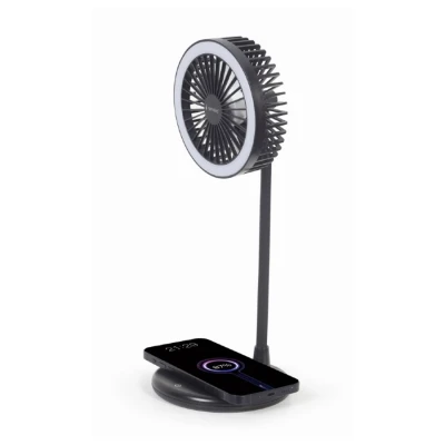 Desktop ventilator sa LED svjetlom + wireless charger GEMBIRD TA-WPC10-LEDFAN-01