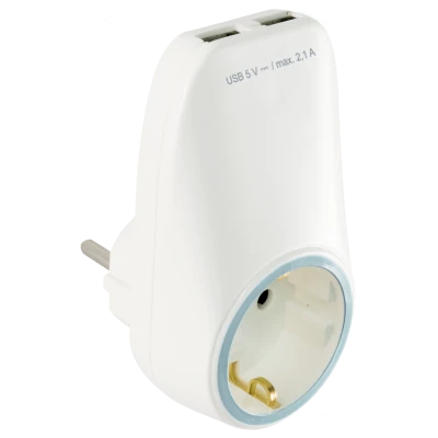 home Punjač kućni za smartphone, tablet,2 x USB, 2.1A + Schuko - NV 2100 USB