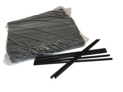 Plasticna slamka crna  7mm promjer 270 mm duzina  250 kom / paket