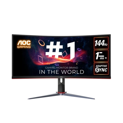 MONITOR AOC 34"" Gaming CU34G2XP 34” Curved VA, 21:9, 3440x1440, 180Hz, 1ms, 430 cd/m2, 4000:1, HDMI, DP, PbP, PiP, Ergonomic, Black-Red, VESA 3y