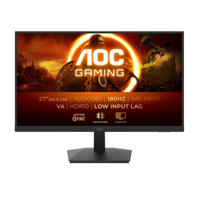 MONITOR AOC 27G15N2 27" Gaming. 1920x1080, 180Hz, 300 cd/m2, 3000:1, 80M:1, 1 ms, 178/178°, HDMI, DP, Tilt. boja crna