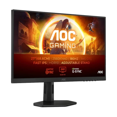 MONITOR AOC Gaming Q27G4XF 27" Fast IPS 2560x1440 Antiglare 180Hz, HDR 10, 0.5ms, 1000:1, HDMI, DP, Full Ergo, Adaptive Sync 3y
