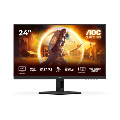 MONITOR AOC Gaming 24G4HRE 24" (23.8") Fast IPS, 1920x1080, 200Hz, 0.5ms MPRT (1ms GtG), 300 cd/m2, 1000:1, Adaptive Sync, G-Sync Compatible, HDR10, 2