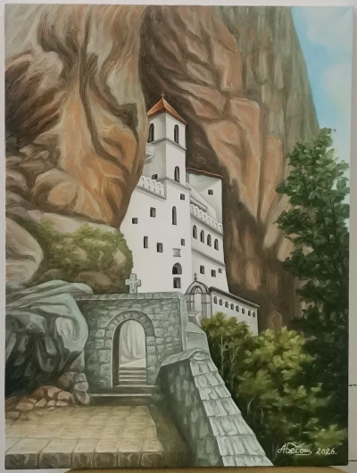 Manastir Ostrog - ulje na platnu