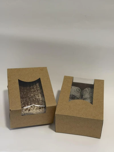Kutije za kolace-EP-Kraft box sa proz."S"-120x150x80  50 kom / paket