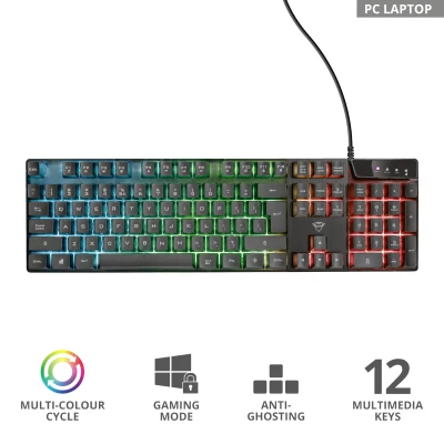 Trust GXT 835 gaming tastatura Azor Illuminated