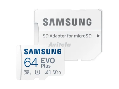 Samsung Micro SD 64GB EVO Plussa adapterom;Up to 160MBs