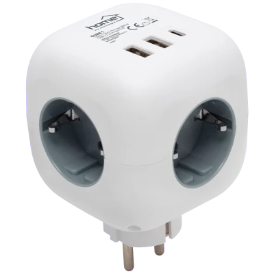 home Strujni razdjeljnik sa 3 utičnice,  3 x USB, kocka - CUBE1