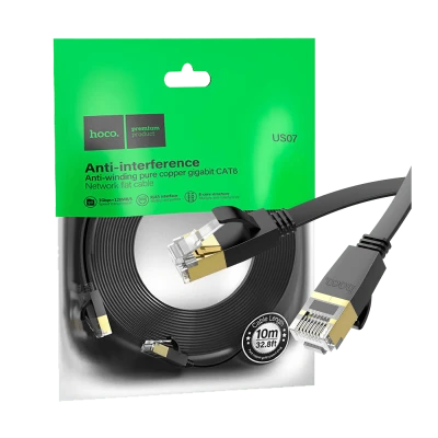 hoco. Mrežni kabl, CAT6, Gigabit Ethernet, flat, 10 met., crna - US07 General, 10 met.