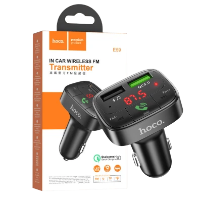 hoco. FM modulator, Bluetooth, 12/24V, 2 x USB, microSD, PD 18W - E59 Promise
