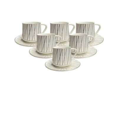 SET ŠOLJA ZA KAFU 6/1 BIJELE SA ZLATINIM MOTIVOM DP3571