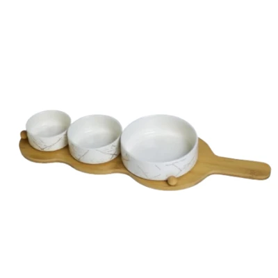 SET ZA POSLUŽIVANJE NA DRVENOM PLADNJU BIJELE DP3529