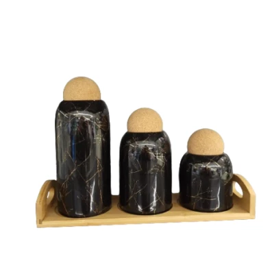 SET ZA ZAČINE NA DRVENOM PLADNJU CRNE 4/1 DP3535