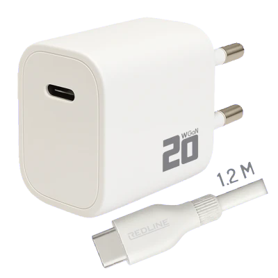 REDLINE Punjač sa USB-C to USB-C kablom, brzi, 20W - PD202C+CC1.2M