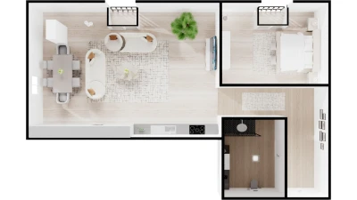 APARTMANI TREBEVIĆ NOVOGRADNJA!!! NPL WOLVES!!! 49.66m2