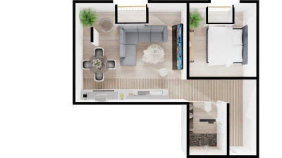 APARTMANI TREBEVIĆ NOVOGRADNJA!!! NPL WOLVES!!! 52.40m2
