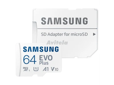 Samsung Micro SD 64GB EVO Plussa adapterom;Up to 160MBs