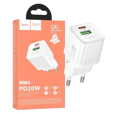 hoco. Punjač kućni, brzi, PD20W + QC3.0, GaN - N65 Ingenious