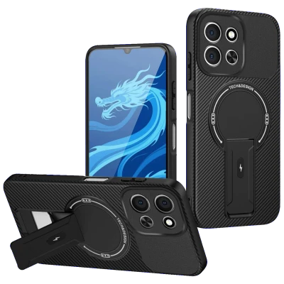 NN-Su Maska za Redmi 15C, Carbon Fiber Texture, MagSafe, stalak - Redmi 15C MagSafe Phone Case