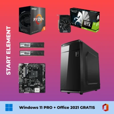 Start Element - Ryzen 5 5500 / RTX 3050 / 16GB DDR4 / 512GB SSD + Windows 11 pro + Office 2021 GRATIS
