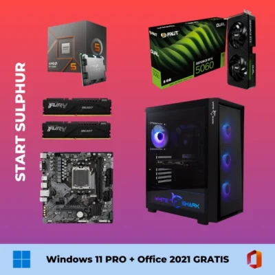 Start Sulphur - Ryzen 5 8400F / RTX 5060 / 32GB DDR5 / 1TB SSD + Windows 11 pro + Office 2021 GRATIS