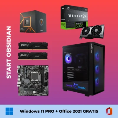 Start Obsidian - Ryzen 7 7700 / RTX 5070 / 32GB DDR5 / 1TB SSD + Windows 11 pro + Office 2021 GRATIS
