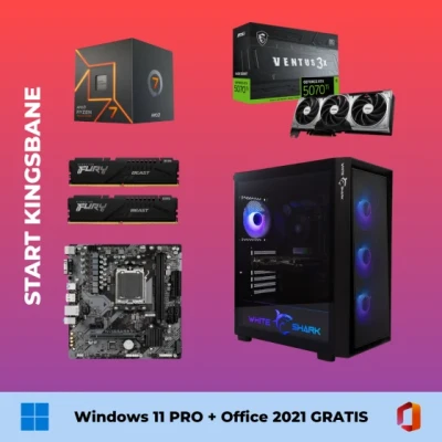 Start Kingsbane - Ryzen 7 7700 OC / NVIDIA RTX 5070 Ti 16GB / 32GB DDR5 / 1TB SSD + Windows 11 pro + Office 2021 GRATIS