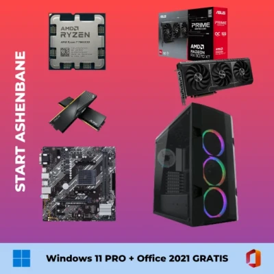 Start Ashenbane - Ryzen 7 7800X3D / RX 9070 XT 16GB / 32GB DDR5 / 1TB SSD + Windows 11 pro + Office 2021 GRATIS