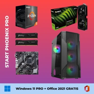Start Phoenix Pro - Ryzen 5 5600X / RTX 5060 / 32GB DDR4 / 1TB SSD + Windows 11 pro + Office 2021 GRATIS