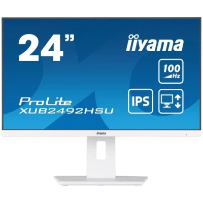 IIYAMA Monitor LED XUB2492HSU-W6 WHITE 23.8" IPS 1920 x 1080 @100Hz 16:9 250 cd/m² 1300:1 0.4ms HDMI DP USB 4 x 3.2 Full Ergonomic