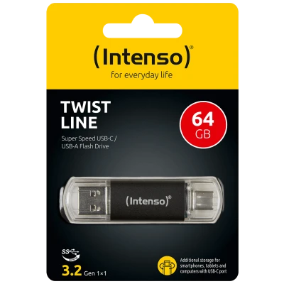 (Intenso) USB Flash drive 64GB, USB 3.2, USB-C, USB-A, Twist Line - USB3.2-64GB/Twist Line