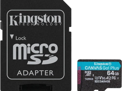 Kingston microSD 64GBCanvasGoPlus, Gen4r/w:200MB/s/160MB/s,with adapter