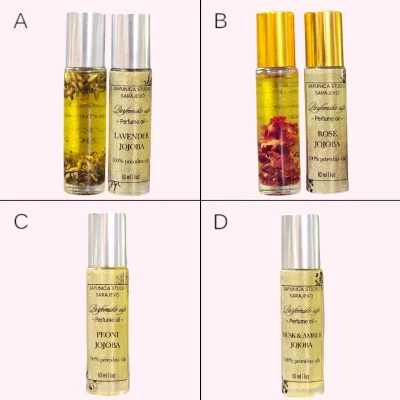 Paket od 4 Prirodna Parfema - Ušteda 25% Sa roza kvarcom (Hyaline Quartz) kuglicom i ispunom.