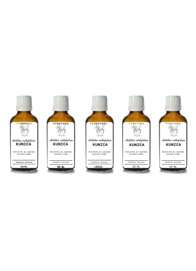 Tinktura od kunice (hajdučke trave, sporiša) /Achillea millefolium/ 50 ml - 5 komada Macerat sa maslinovim uljem