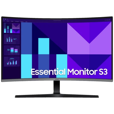 Samsung Monitor 32", Zakrivljeni, FullHD, Essential S3, HDMI, VGA - LS32D396GAUXEN