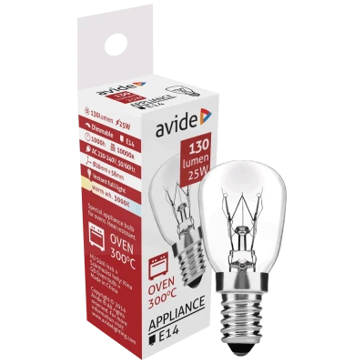 Avide Sijalica za pećnicu, 25W, E14, 3000K, 300 °C, IP20 - Oven 300 °C bulb 25W E14