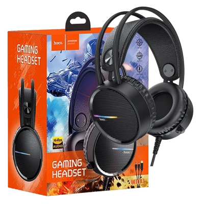 hoco. Slušalice sa mikrofonom, gaming, dužina kabela 2.4 met, crna - W100 Touring