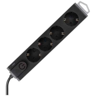 home Produžni kabl sa zaštitom, 4 utičnica, 1.0 mm², 1.5 met - NVT 4K/BK