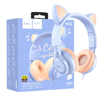 hoco. Slušalice sa mikrofonom, mačje uši, plava - W36 slušalice Mačje uši,Dream Blue