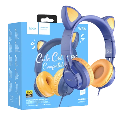 hoco. Slušalice sa mikrofonom, mačje uši, plava - W36 Cat ear, midnight blue