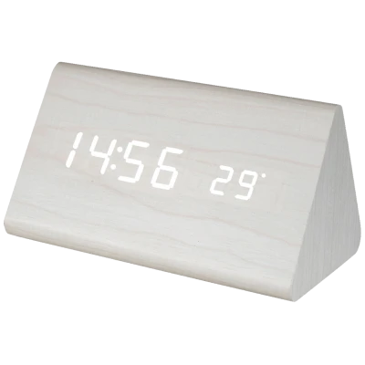 home Sat sa alarmom i termometrom, drveno kućište - OC 07